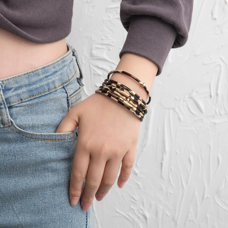 Rantanto Braid Leather Wrap Bracelet Trendy Stackable Crystal Cuff Boho Gold Heart Bracelet Jewelry Gift For Women - Image 3